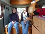 at the back seat in the van